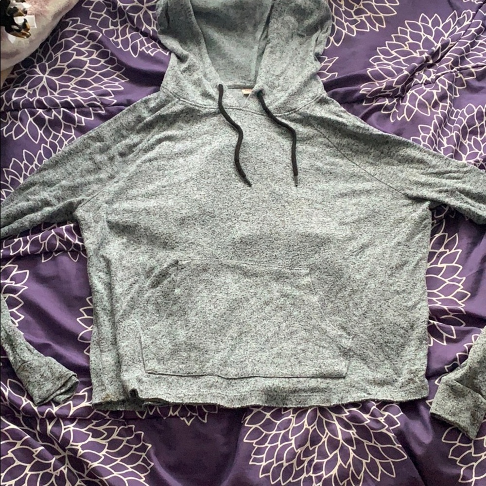 cropped, gray hoodie